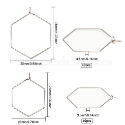 80Pcs 2 Style 304 Stainless Steel Hoop Earrings Findings&nbsp;STAS-CA0001-93
