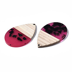 Transparent Resin & Walnut Wood Pendants&nbsp;RESI-T035-29B