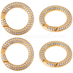 4Pcs Brass Micro Pave Cubic Zirconia Spring Gate Rings&nbsp;KK-SC0007-73
