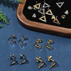 16Pcs 2 Colors 201 Stainless Steel Stud Earring Findings with Hole&nbsp;EJEW-FS0001-17