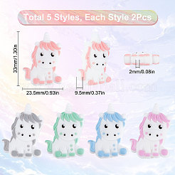 10Pcs 5 Colors Silicone Beads&nbsp;SIL-SC0001-13