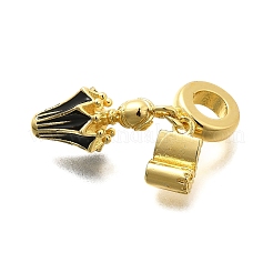 Brass Enamel Badminton European Dangle Charms&nbsp;KK-C087-11G