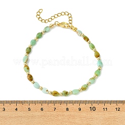 Teardrop Natural Chalcedony & Brass Beaded Bracelets for Women&nbsp;BJEW-JB13960-01