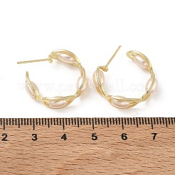 Brass with Plastic Pearls Stud Earrings&nbsp;KK-CBAD851-36G