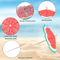 2 Bags Watermelon Pattern Umbrella Bamboo & PET Plastic Toothpick Decorations&nbsp;AJEW-CP0007-28