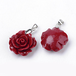 Dyed Synthetic Coral Pendants&nbsp;X-CORA-S023-17