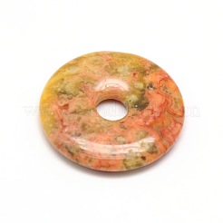 Donut/Pi Disc Natural Gemstone Pendants&nbsp;G-L234-40mm-06