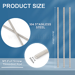 304 Stainless Steel M5 Full Screw Threaded Rod&nbsp;FIND-WH0290-51P