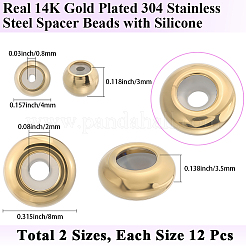 24Pcs 2 Styles 304 Stainless Steel Spacer Beads&nbsp;STAS-BBC0006-99