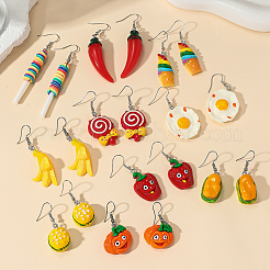 5 Pairs Acrylic Fruit Theme Dangle Earrings&nbsp;HL5690