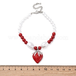 Strawberry Brass Micro Pave Clear Cubic Zirconia Charm Bracelets&nbsp;BJEW-G740-04P