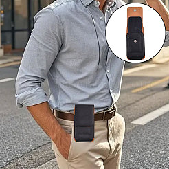 Rectangle Cowhide Mobile Phone Waist Belt Pouches&nbsp;AJEW-WH0596-953A