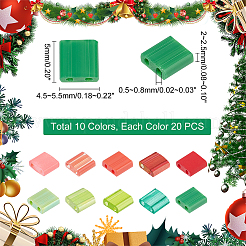 200Pcs 10 Color Two Tone 2-Hole Striped Seed Beads&nbsp;SEED-PH0001-54