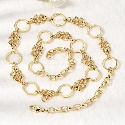 Brass Ring Link Chain Necklaces&nbsp;NJEW-L013-13G