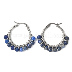 Mixed Stone Round Hoop Earrings&nbsp;EJEW-JE06695