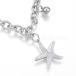 Tarnish Resistant 304 Stainless Steel Charm Bracelets&nbsp;BJEW-G544-05P