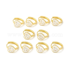 Enamel Heart Hoop Earrings with Clear Cubic Zirconia&nbsp;EJEW-E270-03G