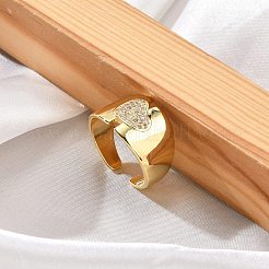 Rack Plating Brass Micro Pave Clear Cubic Zirconia Cuff Rings for Women&nbsp;RJEW-M028-113G