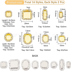 32Pcs 16 Styles Brass Cabochon Settings&nbsp;KK-BC0008-28
