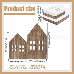 4Pcs 4 Styles Miniature Wood House Sculpture Display Decorations&nbsp;DJEW-GA0001-97