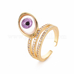 Brass Micro Pave Cubic Zirconia Wide Band Rings&nbsp;RJEW-S045-127-NR