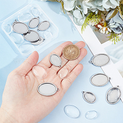 12Pcs 2 Styles 304 Stainless Steel Pendant Cabochon Settings&nbsp;STAS-UN0053-07
