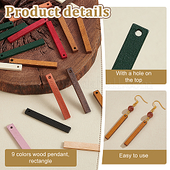 90Pcs 9 Colors Wood Pendant&nbsp;WOOD-PH0003-15