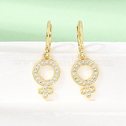 Brass Micro Pave Cubic Zirconia Leverback Dangle Earrings&nbsp;KK-CBA04DC-03G