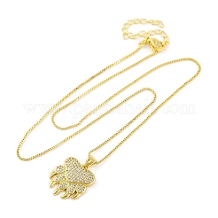 Brass Pave Clear Cubic Zirconia Pendant Necklaces for Women&nbsp;LS-NJEW-S430-03G-04