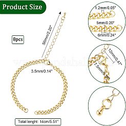 8Pcs Two Tone Handmade Brass Curb Chain Bracelet Makings&nbsp;KK-NB0002-63