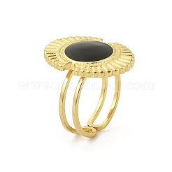 Oval 304 Stainless Steel Enamel Open Cuff Rings for Women&nbsp;LS-RJEW-G338-17G-02