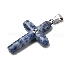 Natural Blue Spot Jasper Cross Pendants&nbsp;KK-D021-04I-P
