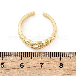 Brass Micro Pave Clear Cubic Zirconia Open Cuff Rings&nbsp;RJEW-G343-25G