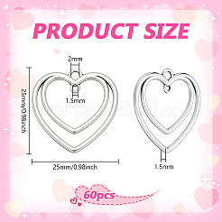60Pcs Tibetan Style Alloy 2-Loop Heart Links Connector Charms&nbsp;FIND-FG0005-02
