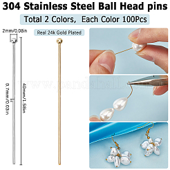 200Pcs 2 Colors 304 Stainless Steel Ball Head pins&nbsp;STAS-SC0007-82