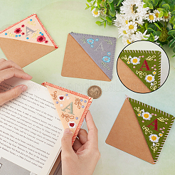 4Pcs 4 Style Letter A Felt Embroidery Corner Bookmarks&nbsp;FIND-GF0005-04