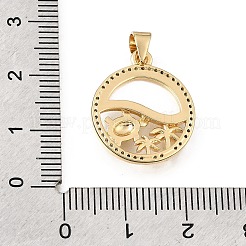 Brass Micro Pave Clear Cubic Zirconia Pendants&nbsp;CU-CBAF50C-11G