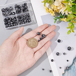 179pcs 4 Sizes Synthetic Snowflake Obsidian Beads&nbsp;G-AR0005-39