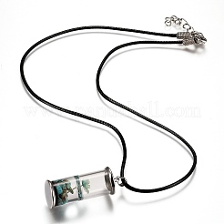 Glass Wishing Bottle Leather Cord Pendant Necklaces&nbsp;NJEW-Z009-A01