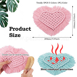 5Pcs 5 Colors Cotton Macrame Cup Mats&nbsp;AJEW-MB0001-03