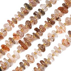 Natural Black Gold Rutilated Quartz Beads Strands&nbsp;G-F821-B04-01