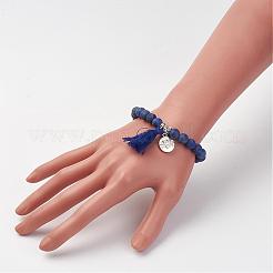 Natural Lapis Lazuli(Dyed & Heated) Beads Stretch Bracelets&nbsp;BJEW-JB02812-01