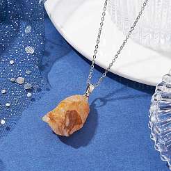 Natural Yellow Quartz Nugget Pendant Necklaces&nbsp;NJEW-JN04507-04