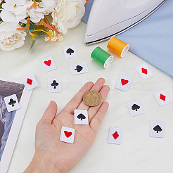 48Pcs 4 Style Playing Card Theme Polyester Embroidery Cloth Iron on/Sew on Patches&nbsp;PATC-FH0001-04