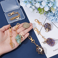 6Pcs 3 Styles Moon & Star Alloy Swivel Lobster Claw Clasps & Brass Cable Chains&nbsp;AJEW-UN00040