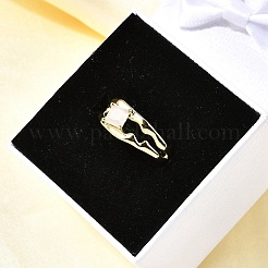 Square Brass Cat Eye Cuff Rings&nbsp;RJEW-G344-01G-01