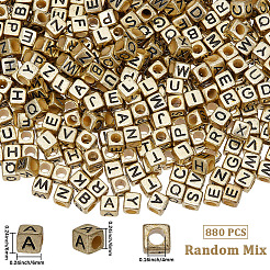 880Pcs Antique Golden Plated Large Hole Acrylic Letter European Beads&nbsp;PACR-PA0001-22