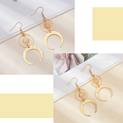 1 Pair Brass Sun & Moon Dangle Earrings&nbsp;EJEW-AN0001-33
