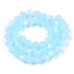 Imitation Jade Bicone Frosted Glass Bead Strands&nbsp;EGLA-A039-J6mm-MB03