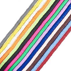 14 Strands 14 Colors Flat Round Handmade Polymer Clay Beads&nbsp;CLAY-SZ0001-14